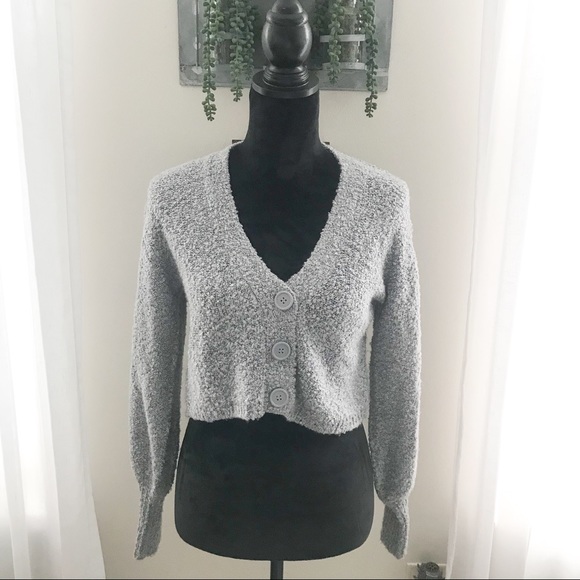 wild fable Sweaters - Light grey cropped cardigan
